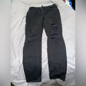 womens american eagle black ripped high rise skinny jeans!
